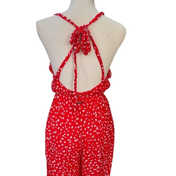 Maaji Spotted Kennedy Tie Back Wide Leg Jumpsuit Red Size Small - Picture 4 of 10